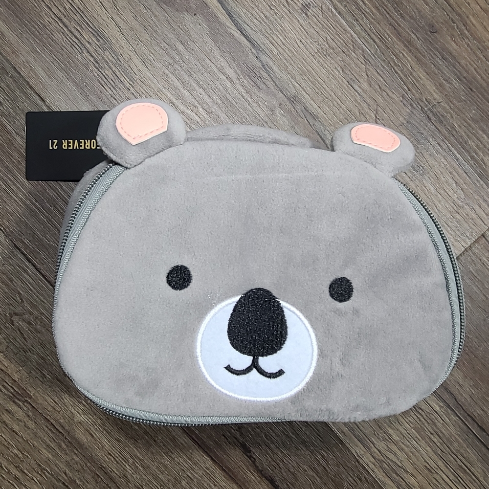 Grey  Suede Forever 21 Make Up Bag